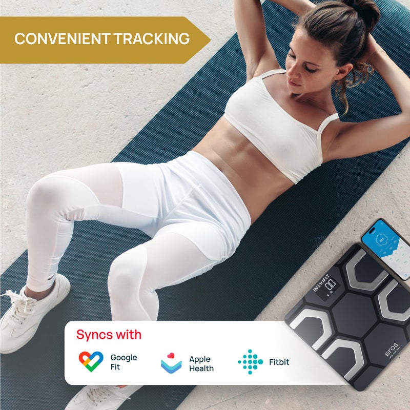 INEVIFIT ميزان الدهون في الجسم بلوتوث INEVIFIT EROS - مقياس BMI ذكي بدقة عالية - محلل تكوين الجسم الرقمي مع تطبيق هاتف ذكي لاسلكي 400 رطل 11.8 × 11.8 بوصة (أسود) - Image 3
